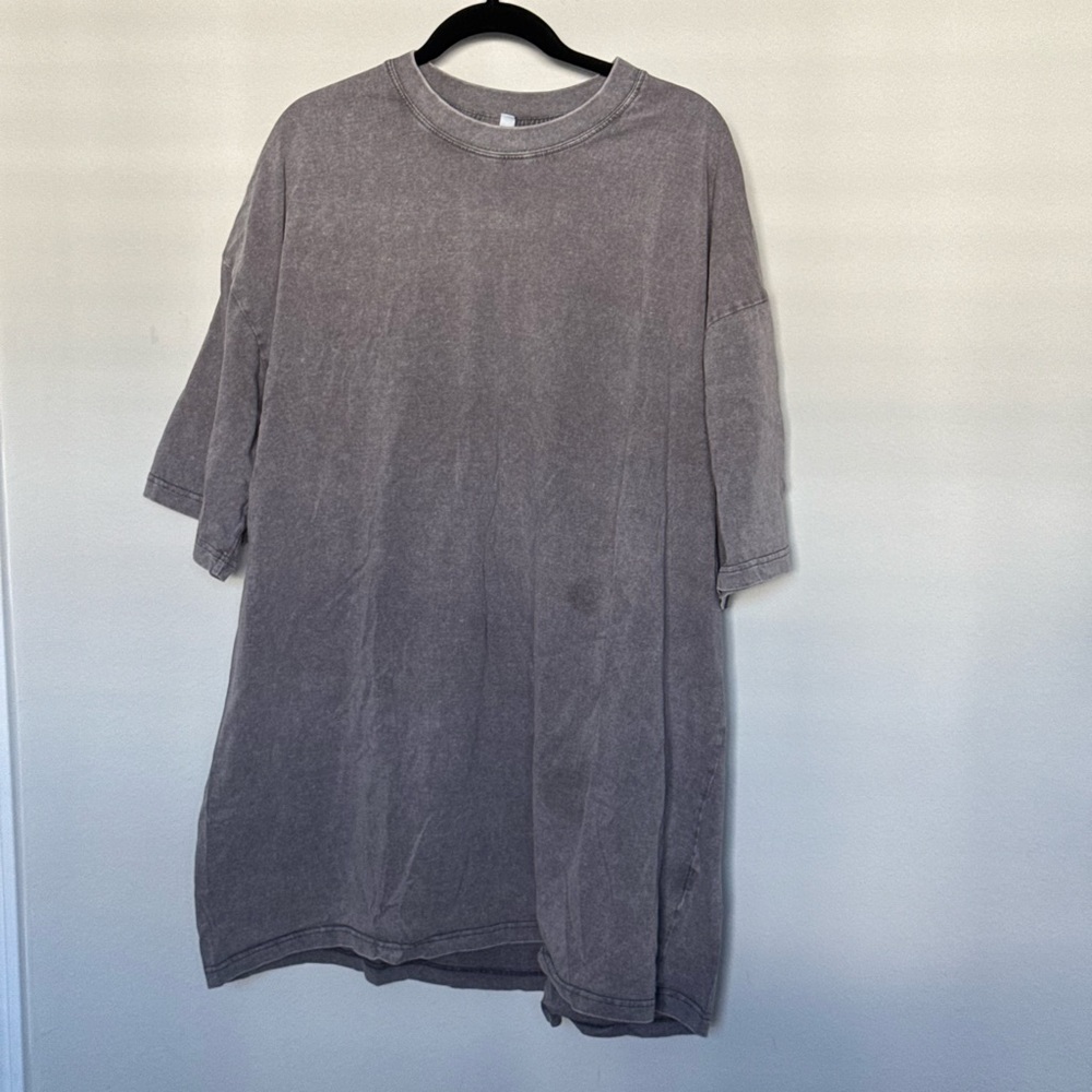 Acid Wash Plus Size Gray T-Shirt